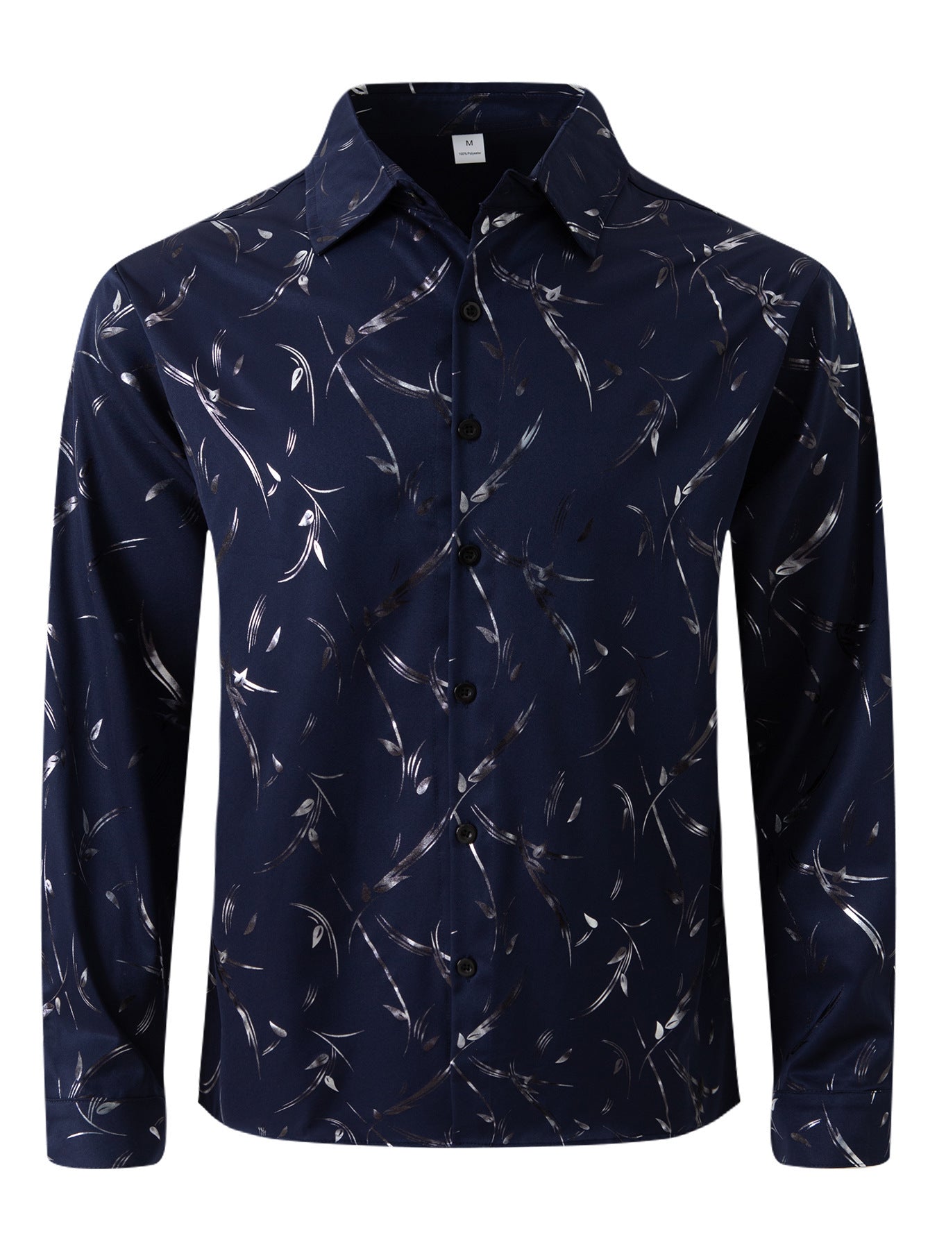 Men's Bronzing Feather Cuff Casual Long-sleeved Shirt