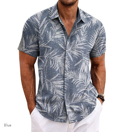 Men's Linen Short-sleeved T-shirt Loose