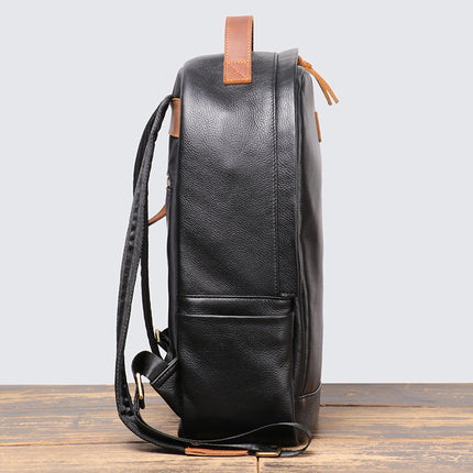 Hot Men's Genuine Leather Top Grain Cowhide Travel Leisure Backpack