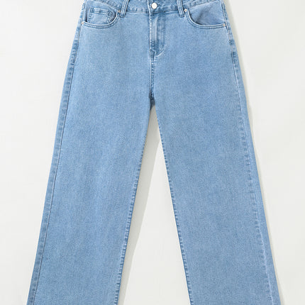 Myosotis Acid Washed High Rise Cropped Wide Leg Jeans