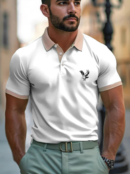 Casual Style Commuter's All-matching Digital Printing Lapel Men's Polo Shirt