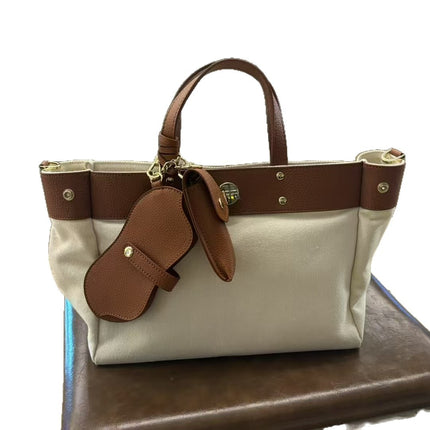 Textured Cowhide High Canvas Loose Crossbody Bag