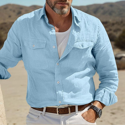 Men's Long-sleeved Cotton And Linen Summer Shirt