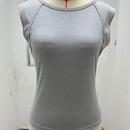 Sleeveless Crew Neck Slim-Fit Ribbed Sexy Chic Womens Top Vest Camisole For Women