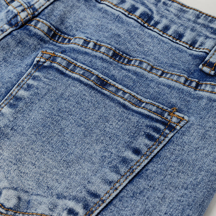 Myosotis Center Seam Cuffed Hem Straight High Waist Jeans