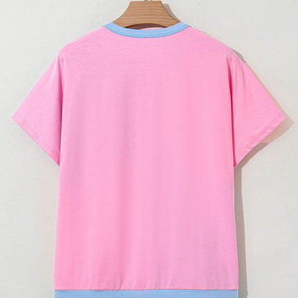 Myosotis Two Tone Half Buttons Collared T Shirt