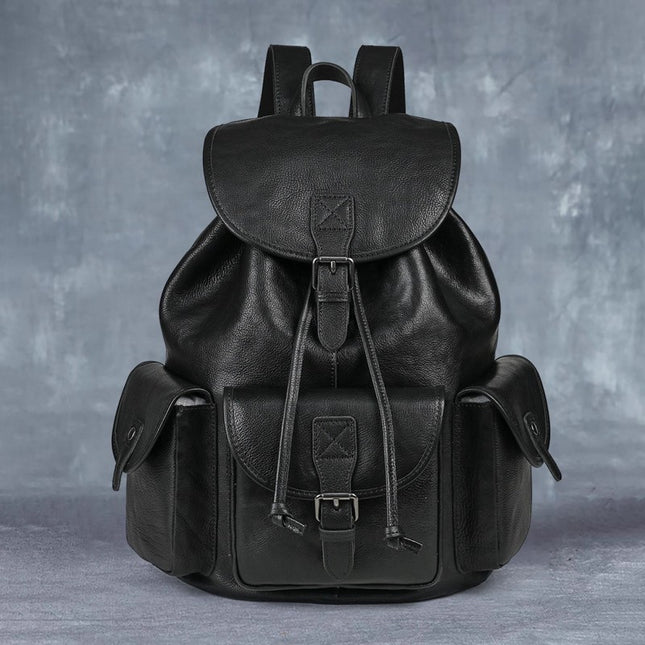 Genuine Leather Retro Backpack, Casual Soft Leather Bag, Hiking Backpack