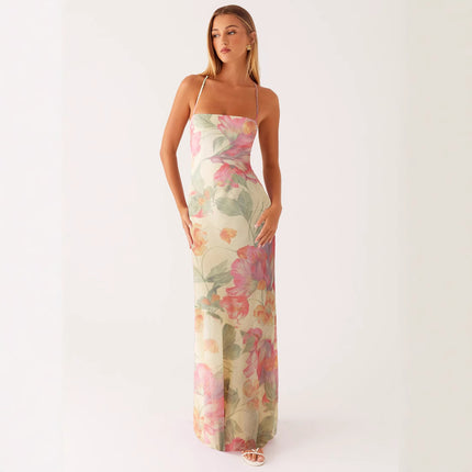 Womens Printed Sleeveless Strap Bodycon Dress