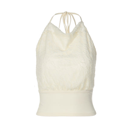 Sexy Lace Patchwork Backless Cinched Waist Lace-up Camisole