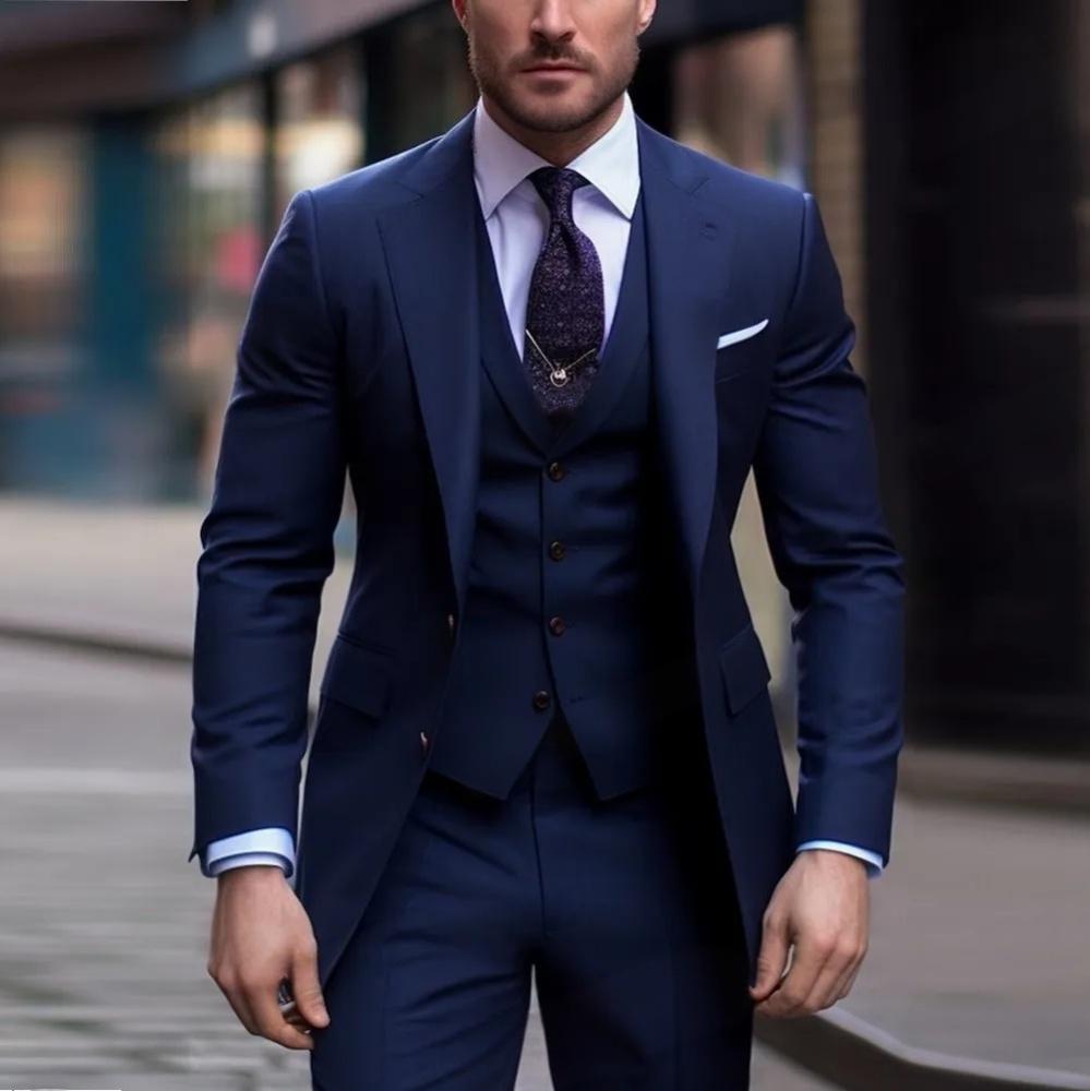 Men's Three-piece Suit Solid Color High Sense
