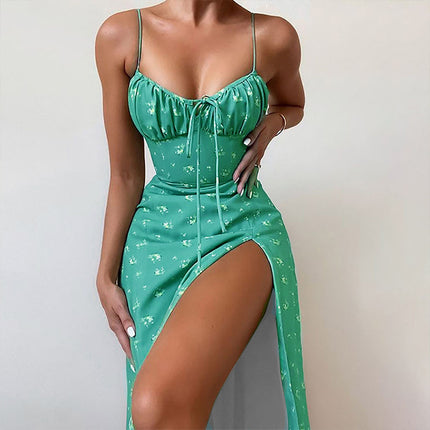 Elegant Floral Ruched Cami Dress