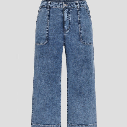 French-style Slimming Straight-leg Cropped Wide-leg Pants