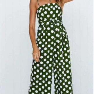 Polka Dot Printing Gallus Siamese Trousers Elegant And Comfortable