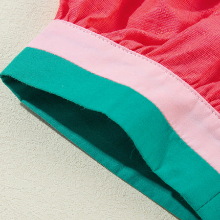 Carrot Colorful Trim V Neck Short Sleeve Blouse