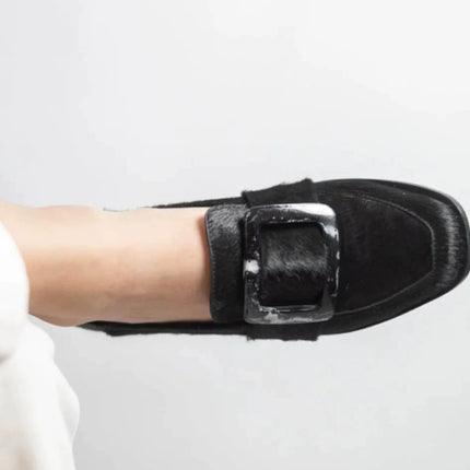 Low-cut Vintage Large Square Button Loafers For Women