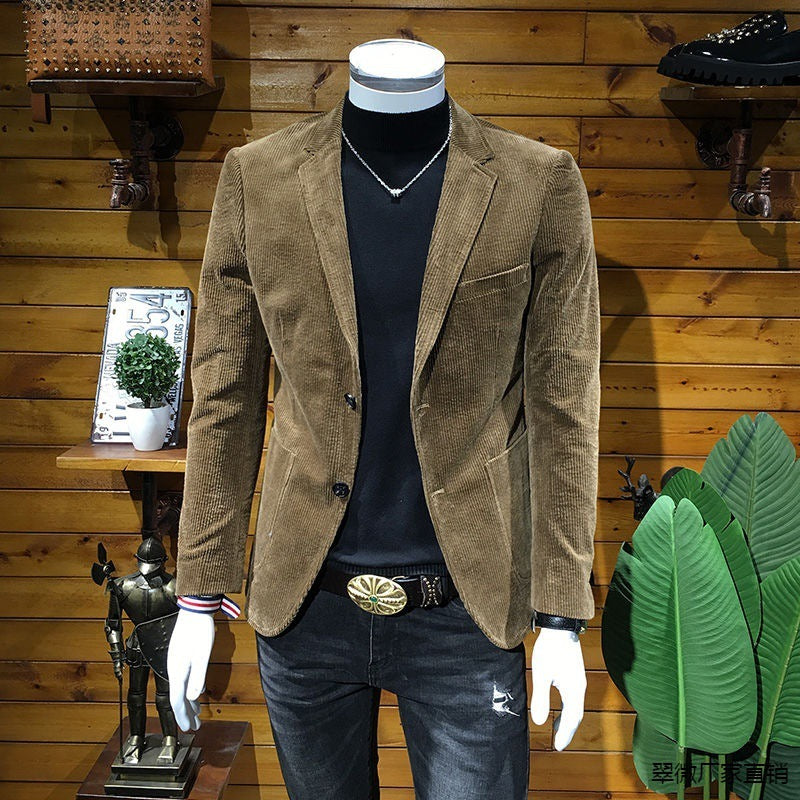 Corduroy Suit Men's Business Slim Fit Casual Small Suit