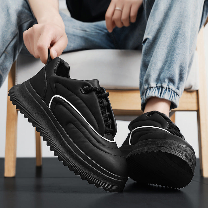 Versatile Student PU Leather Sports Height Increasing Leisure Thick Bottom Bread Shoes