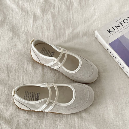 Double Drawstring Retro Round Toe Flat Bottom Shallow Mouth Casual Shoes