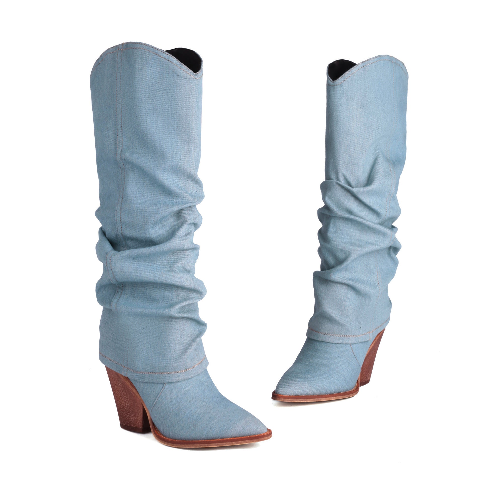 Chunky Heel High Heel Vintage Pointed Toe High Tube Pants Boots