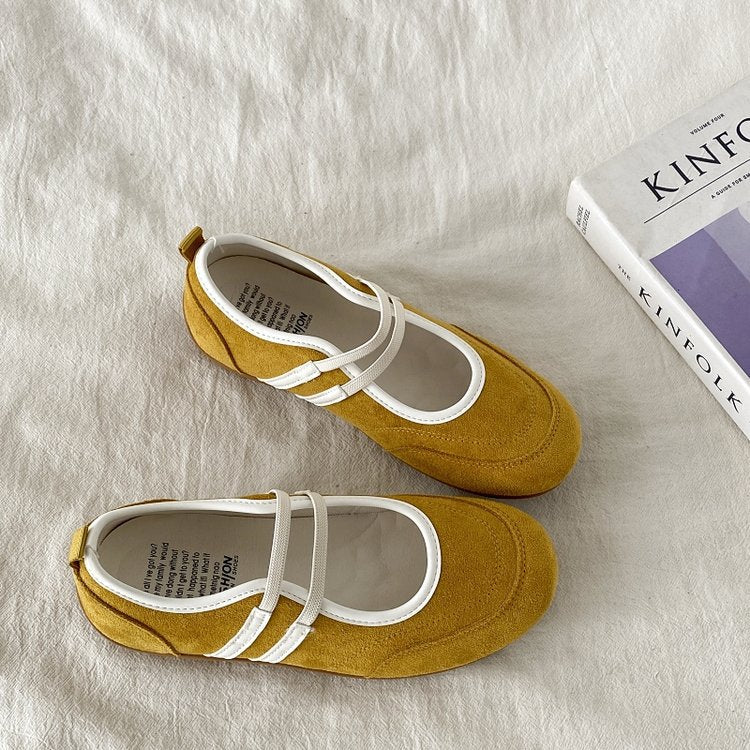 Double Drawstring Retro Round Toe Flat Bottom Shallow Mouth Casual Shoes