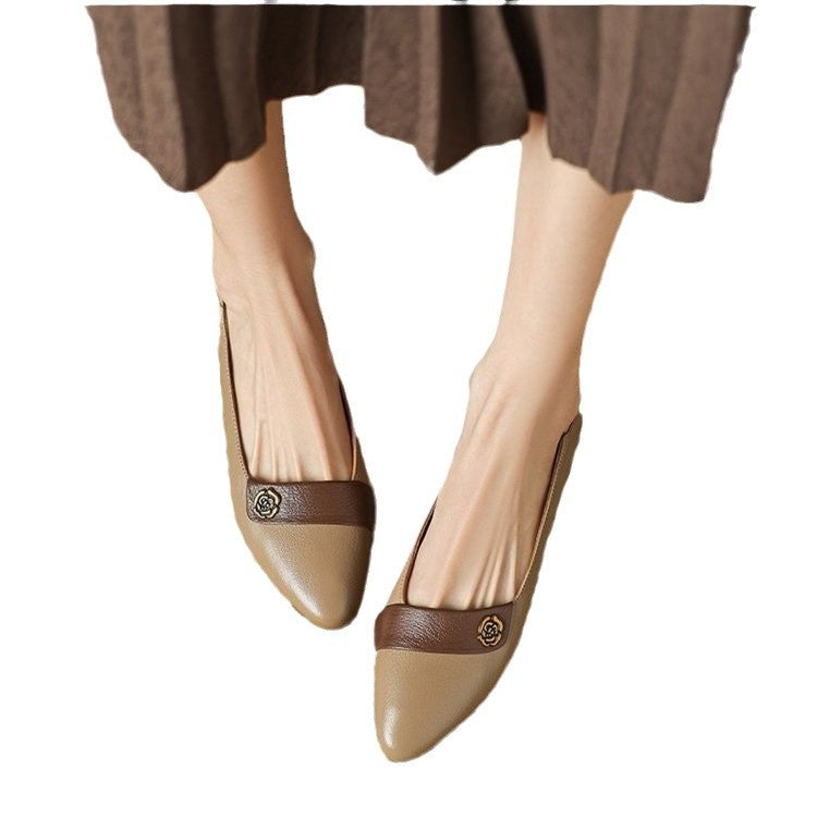 Spring New Comfort Pointed-toe Soft Bottom Versatile Color Matching Women's Shoes