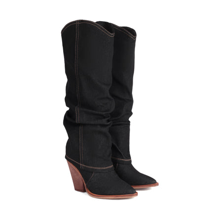 Chunky Heel High Heel Vintage Pointed Toe High Tube Pants Boots