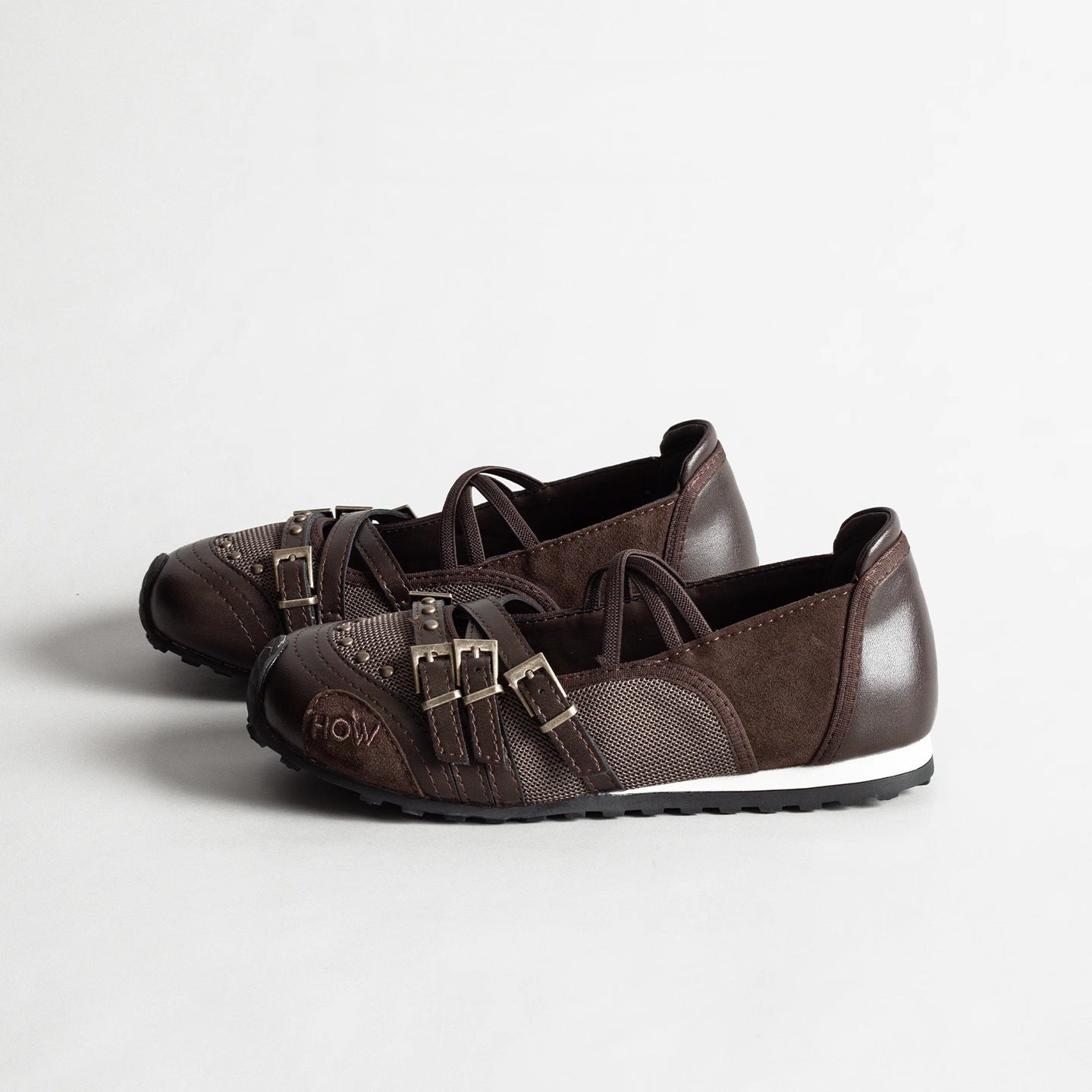 Brown Niche Retro Belt Buckle Sports Mary Jane Shoes Women