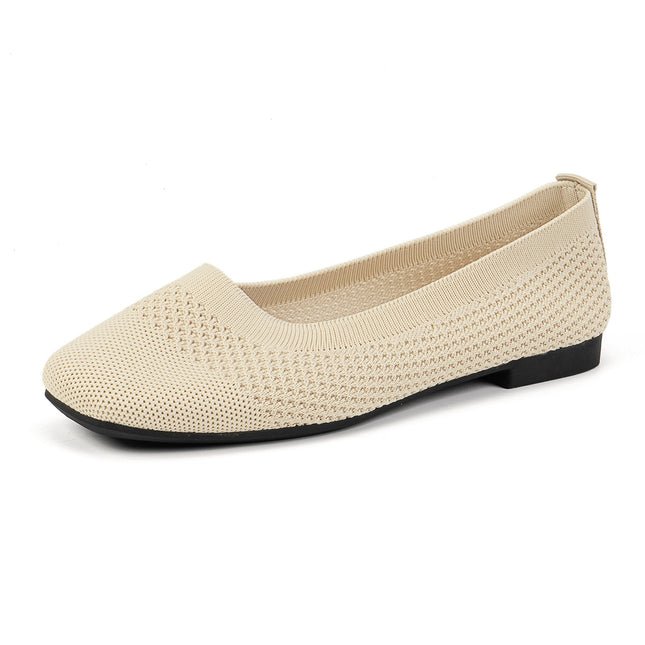 Large Size Flying Woven Women's Shoes Shallow Mouth Mesh Breathable