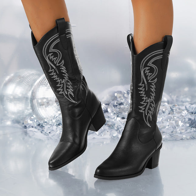 High Heel White Western Cowboy Knight Boots