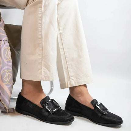 Low-cut Vintage Large Square Button Loafers For Women