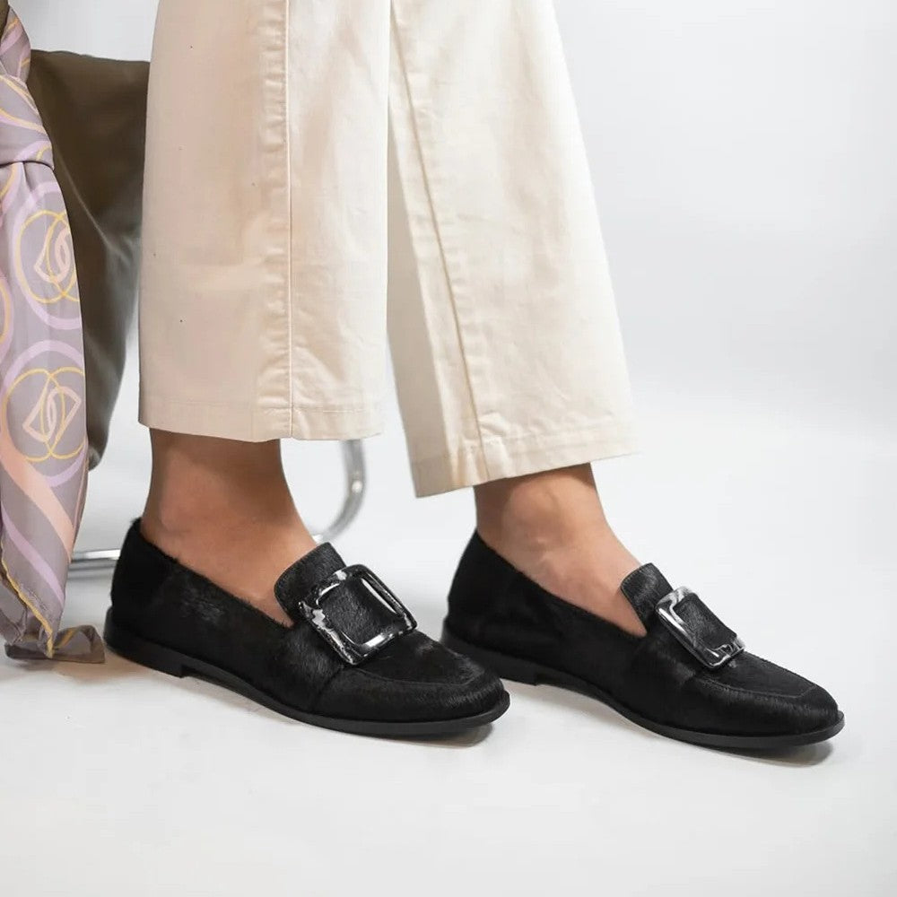 Low-cut Vintage Large Square Button Loafers For Women