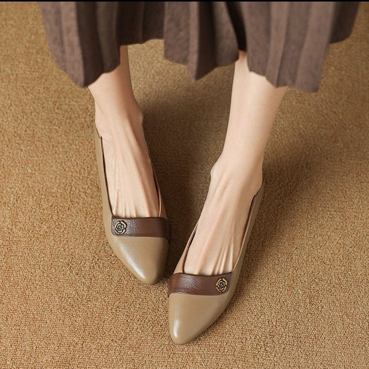 Spring New Comfort Pointed-toe Soft Bottom Versatile Color Matching Women's Shoes