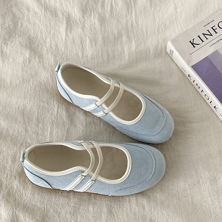 Double Drawstring Retro Round Toe Flat Bottom Shallow Mouth Casual Shoes