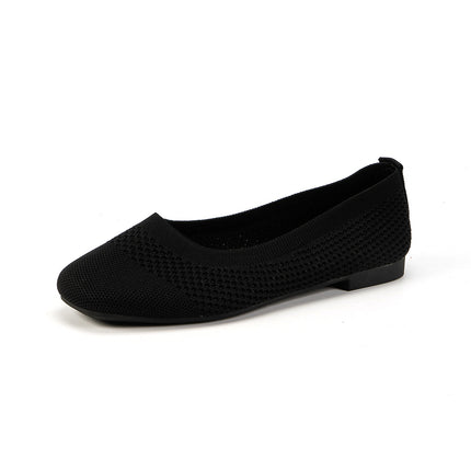 Large Size Flying Woven Women's Shoes Shallow Mouth Mesh Breathable