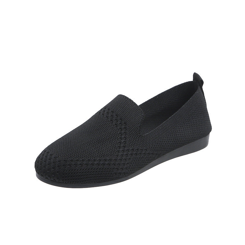 European And American Flat Flying Woven Low-cut Slip-on Hollow Solid Color Lazy Work Shoes