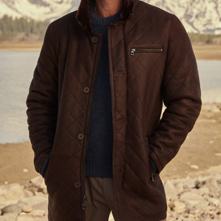 Quilted Fur Coat Long Fur Button Coat Jacket