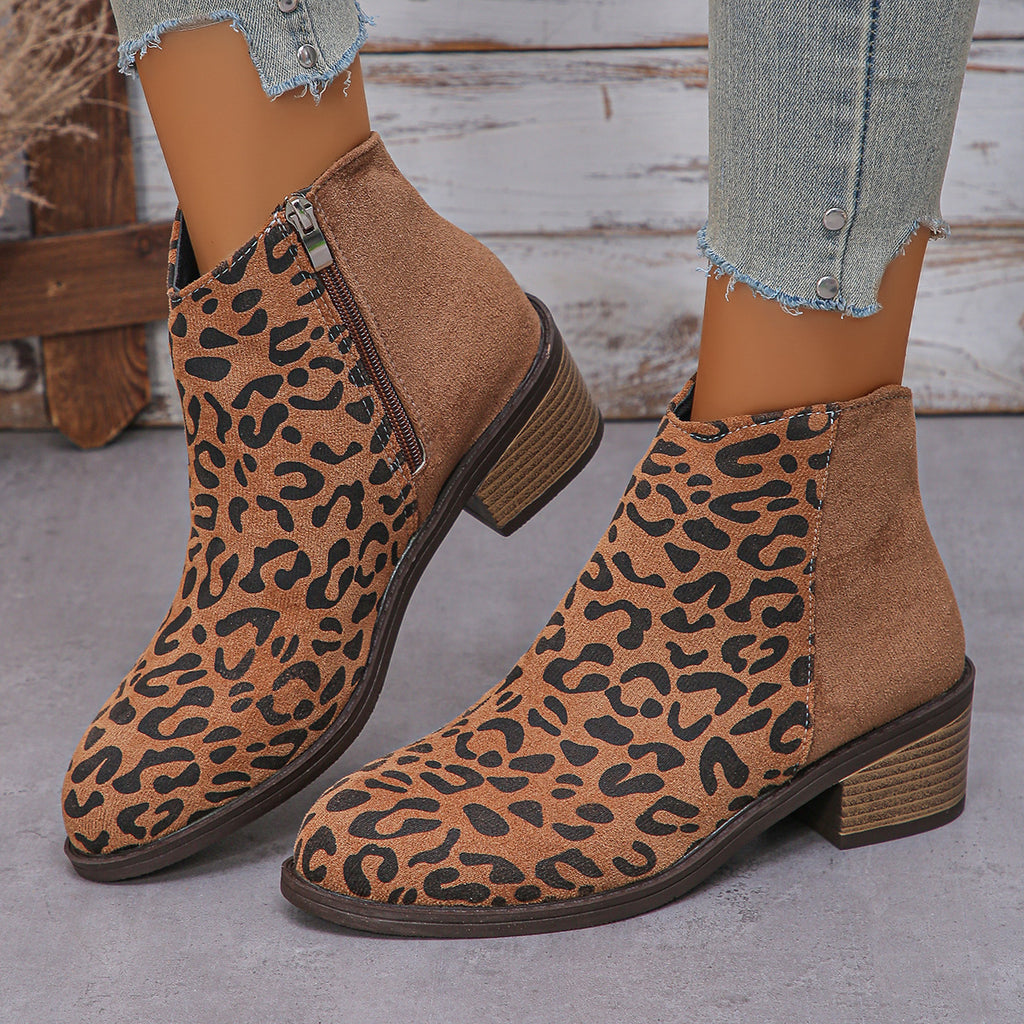 Women's Leopard Print Winter Chelsea Boots