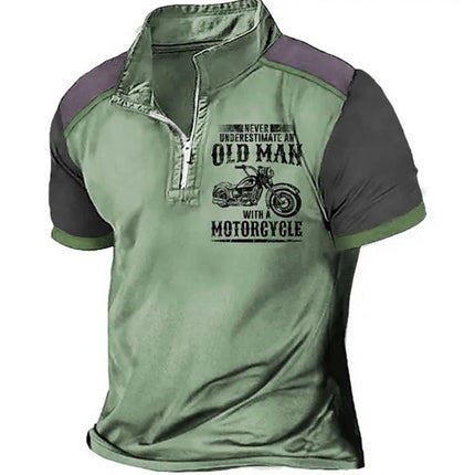 Men's Casual Polo Shirt Lapel Digital Printing Short Sleeve