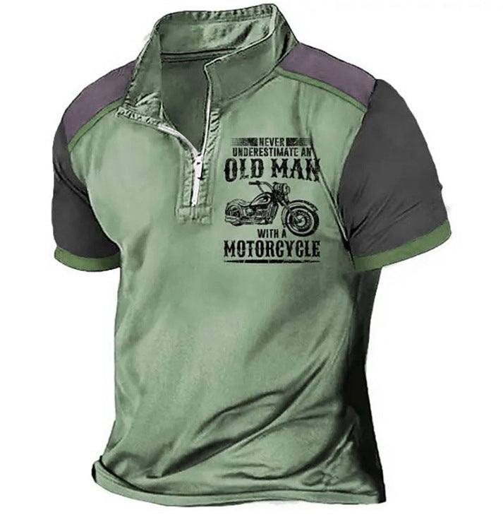 Men's Casual Polo Shirt Lapel Digital Printing Short Sleeve