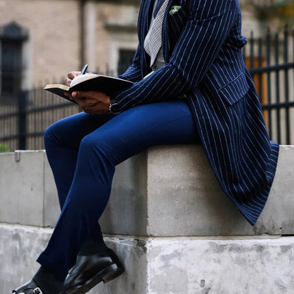 Men's Classic Striped Single-Breasted Coat