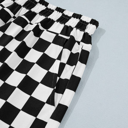 Black Plus Size Checkered Athleisure Shorts