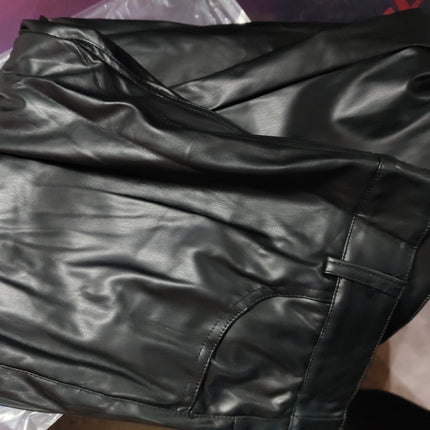 Solid Color PU Elastic Leisure Men Leather Pants
