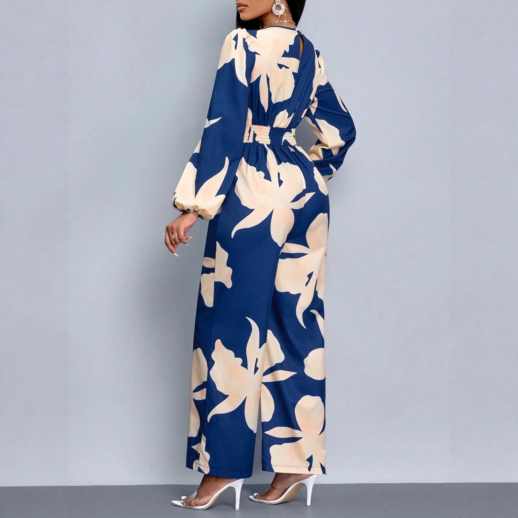 Women's Printed Long Sleeve Jumpsuit Suit