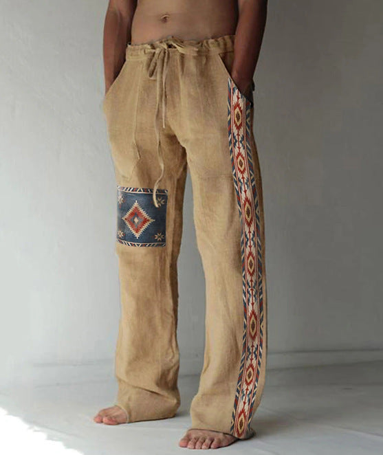 Men's Linen Printed Loose Casual Pants