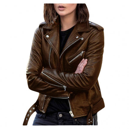 Women's Short Women's Leather Jacket Coat Jacket Pu