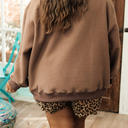Coffee Letter Print Oversized Loose Fit Long Sleeve Plus Size Sweatshirt