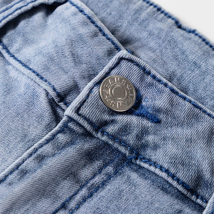 Beau Blue High Waist Button Zip Fly Bell Bottom Jeans