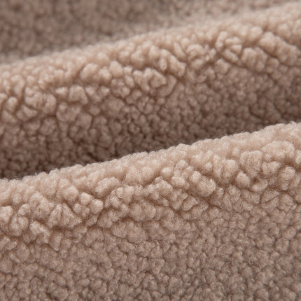 Light French Beige Zipper Pocketed Winter Fuzzy Jacket