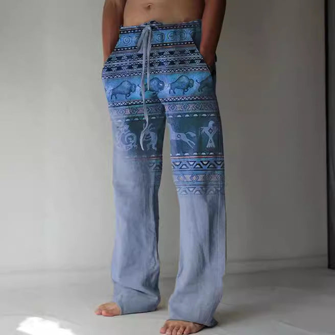 Men's Linen Printed Loose Casual Pants