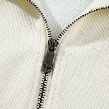 Green Stripe Plus Size Half Zipped Casual Sweatshirt